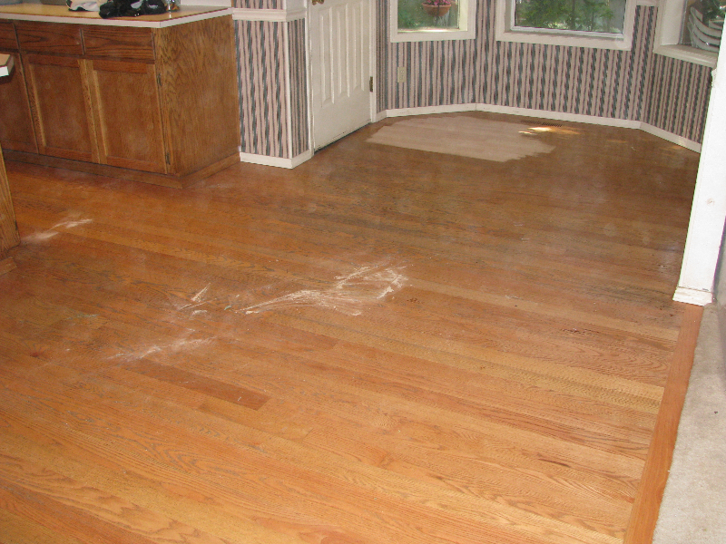 Red oak floor restoration in Keizer Oregon-before